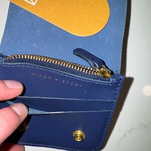 Minor History blue real leather little ledger wallet with gold zipper